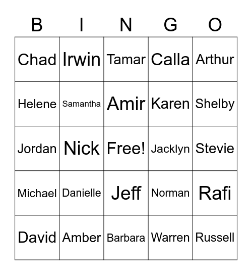 Untitled BingoChaverim Bingo Card