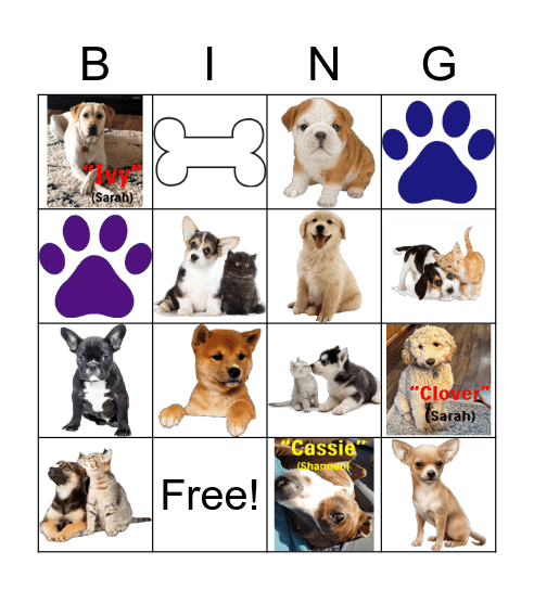 Puppy Love Bingo Card