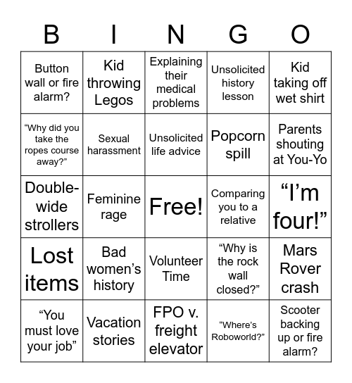 Carnegie Science Center Bingo Card