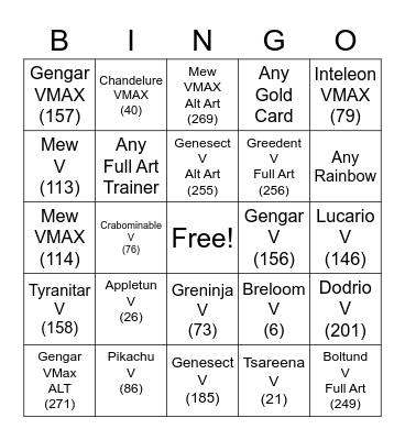 Fusion Strike Bingo Card