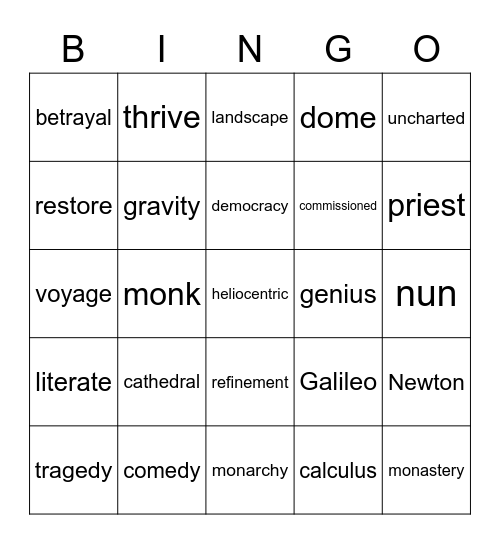 Vocab Bingo Card