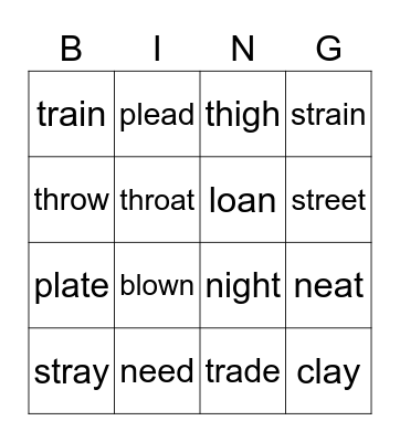 Vowel Team Bingo Card