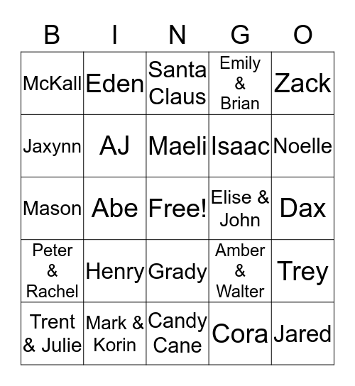 Peterson Family Bingo!! Bingo Card