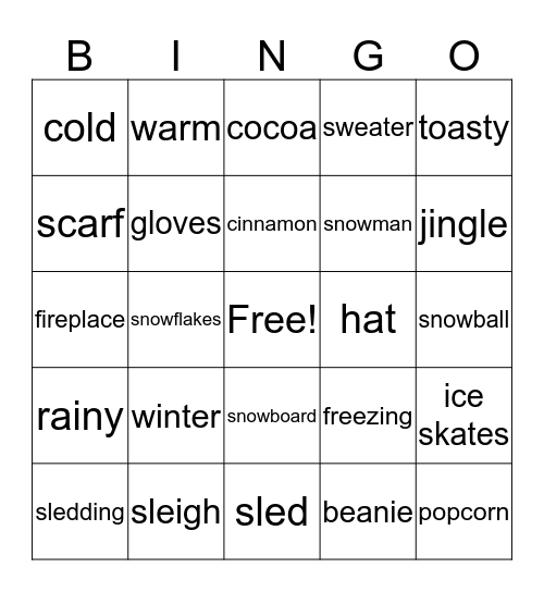 January Bingo Card