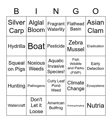 Montana AIS Bingo Card