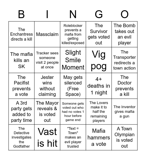 Hades Mafia Bingo Card