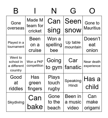PKF Bingo Card