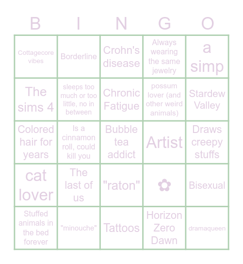 Bidule's Bingo Card