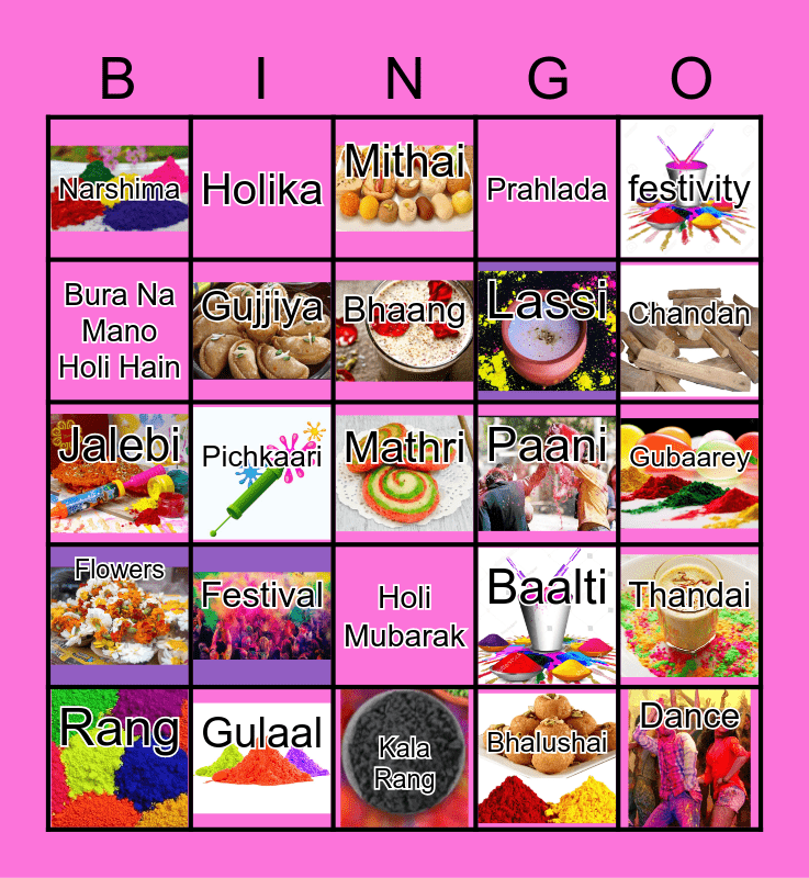 Rangeelo- Holi Bingo Card