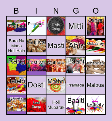 Bingo Holi Fun Bingo Card