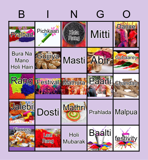 Bingo Holi Fun Bingo Card