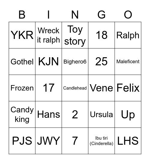 BINGO VENE Bingo Card