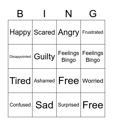 Feelings Bingo Card