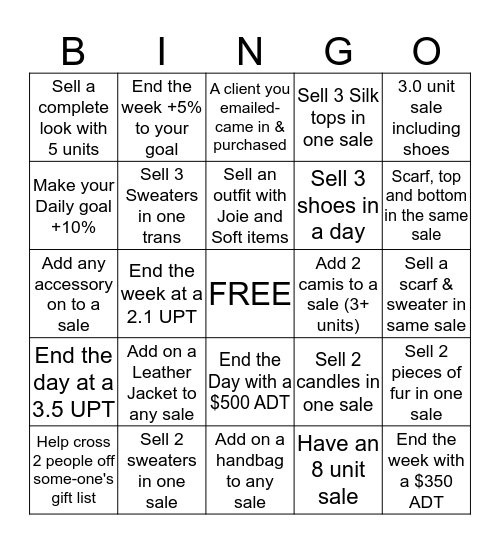 Bingo All the Way!! Bingo Card