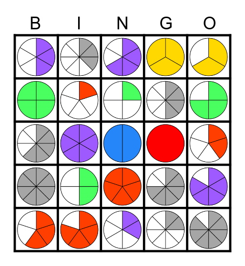 Fraction Circles Bingo Card