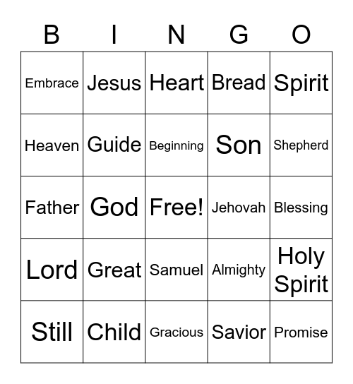 March 19 Worship Bingo  (Listen for words during worship and mark them)  Just for fun - no prizes Bingo Card