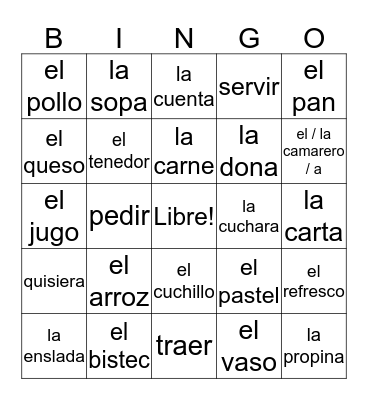 comida bingo Card