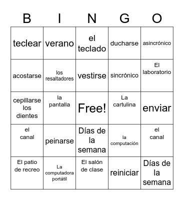 Unit 2 mi rutina diara y la escuela Bingo Card