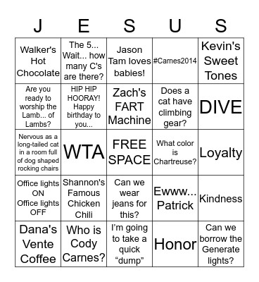 Gateway Worship Bingo Card