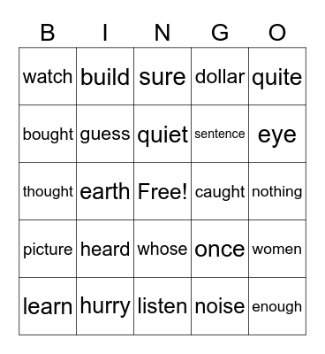 Scarlet Bingo Card