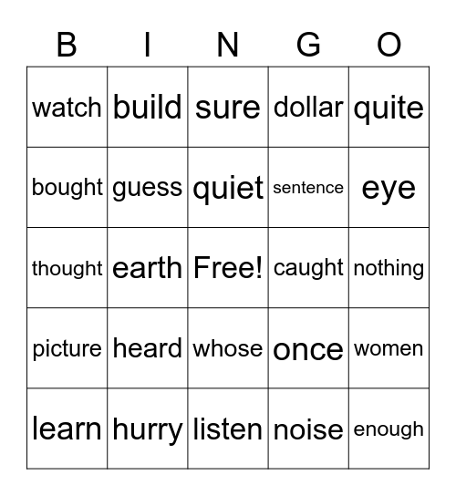 Scarlet Bingo Card