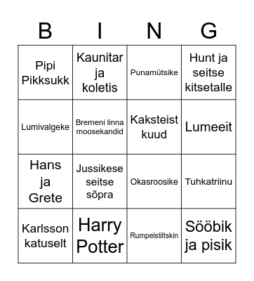 Muinasjutupäev Bingo Card