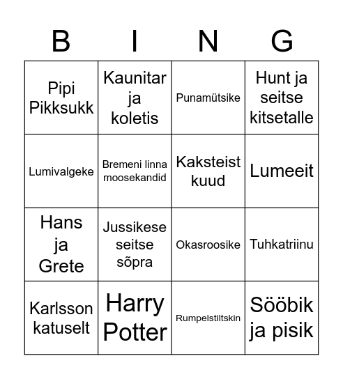 Muinasjutupäev Bingo Card