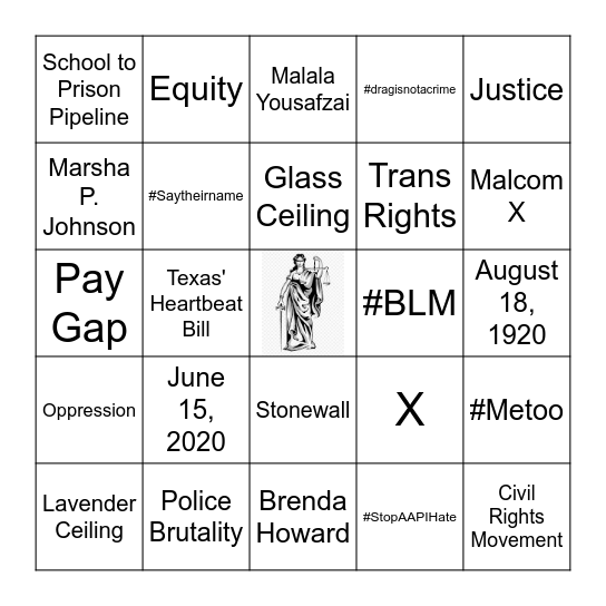 Social Justice Bingo Card