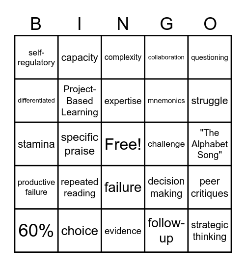 Engagement by Design Chapter 4: Challenge Bingo Card