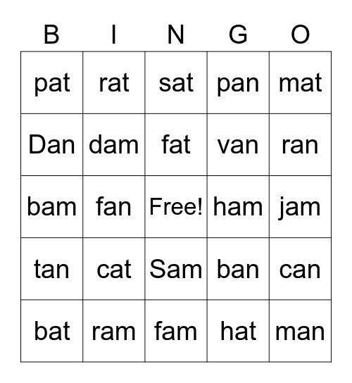 CVC Family Bingo Card