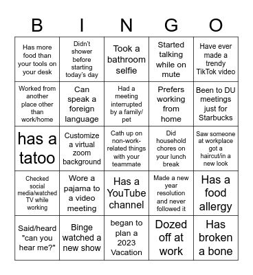 Untitled Bingo Card