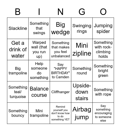 Birthday Ninja BINGO Card