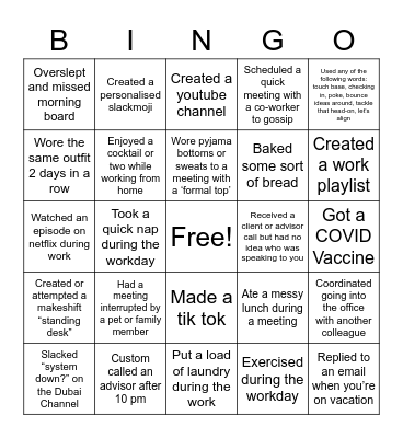 Team Bingo Card