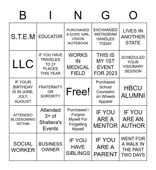 VISIONARY NET-WERK Bingo Card