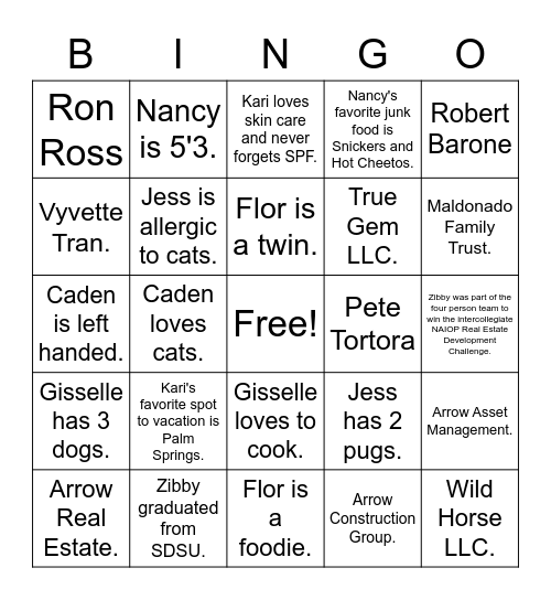 Arrow Bingo Card