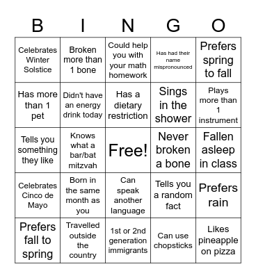 Find someone who... Bingo Card