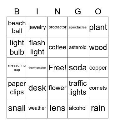 Science Bingo Card