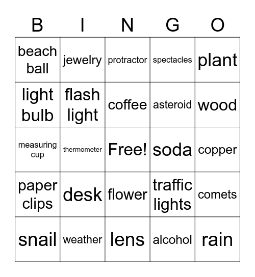 Science Bingo Card