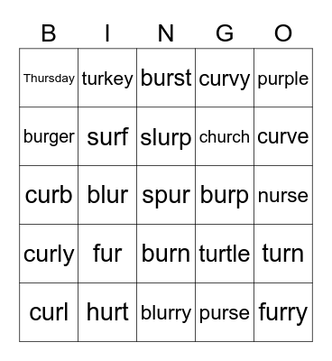 Ur words Bingo Card