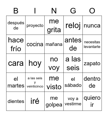 No voy a levantarme Bingo Card