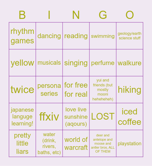 How similar are you to SIBBY Bingo Card