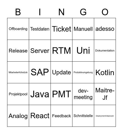 BSB Bingo Card