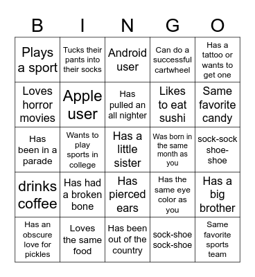 FIND SOMEONE WHO Bingo Card