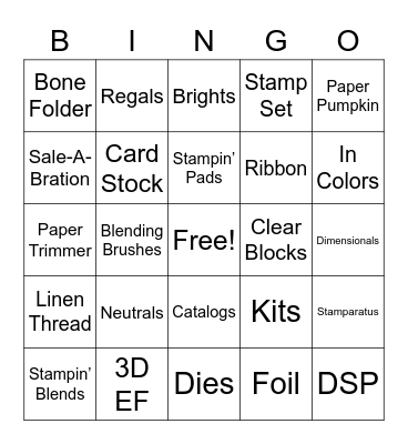 Stampin' Up! Bingo Card