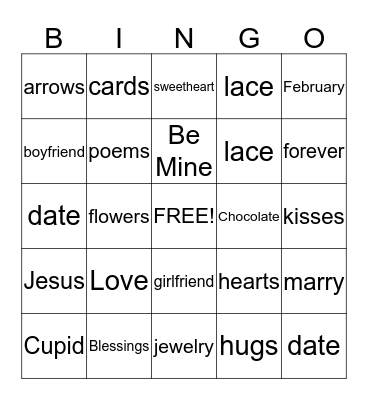 Valentines Bingo Card