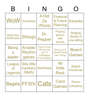 How Similar Are You To Yui Bingo Card