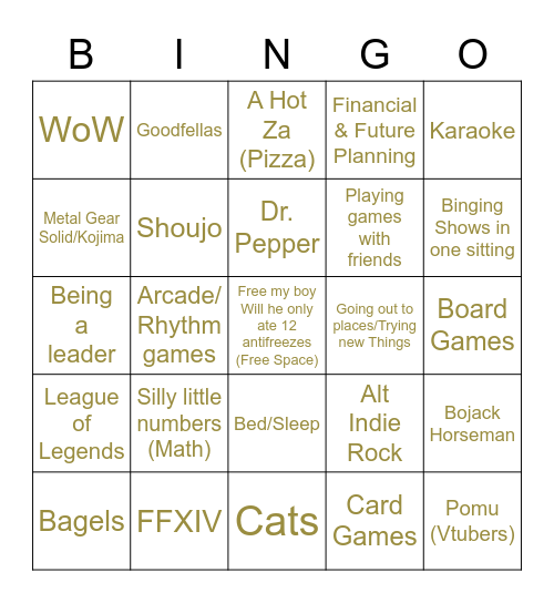 How Similar Are You To Yui Bingo Card