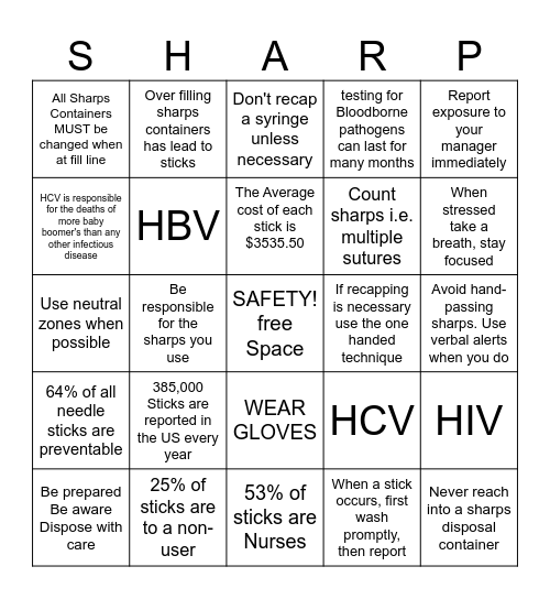 Health and Safety Presents! Bingo Card