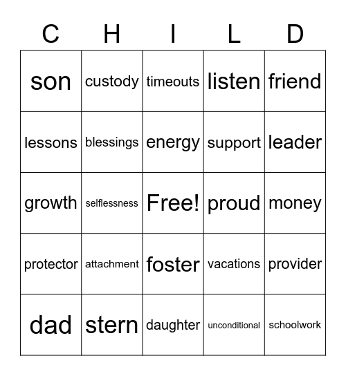PARENTING BINGO Card