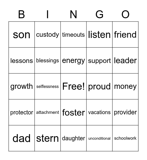 PARENTING BINGO Card